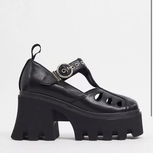 LAMODA Black Chunky Mary-Jane Shoes